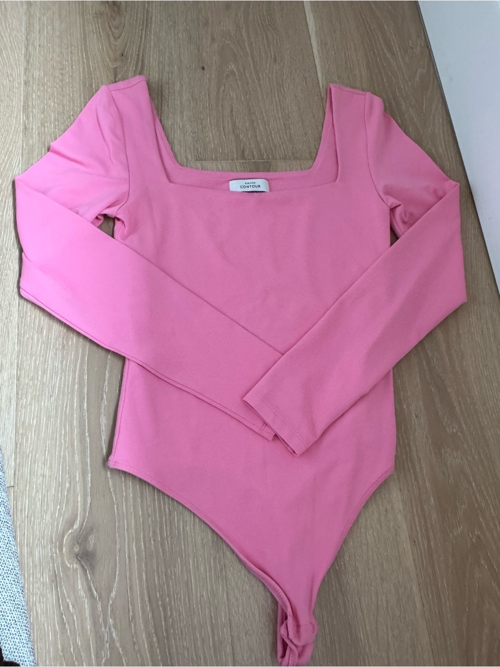 Aritzia Pink Long Sleeve Square Neck Bodysuit